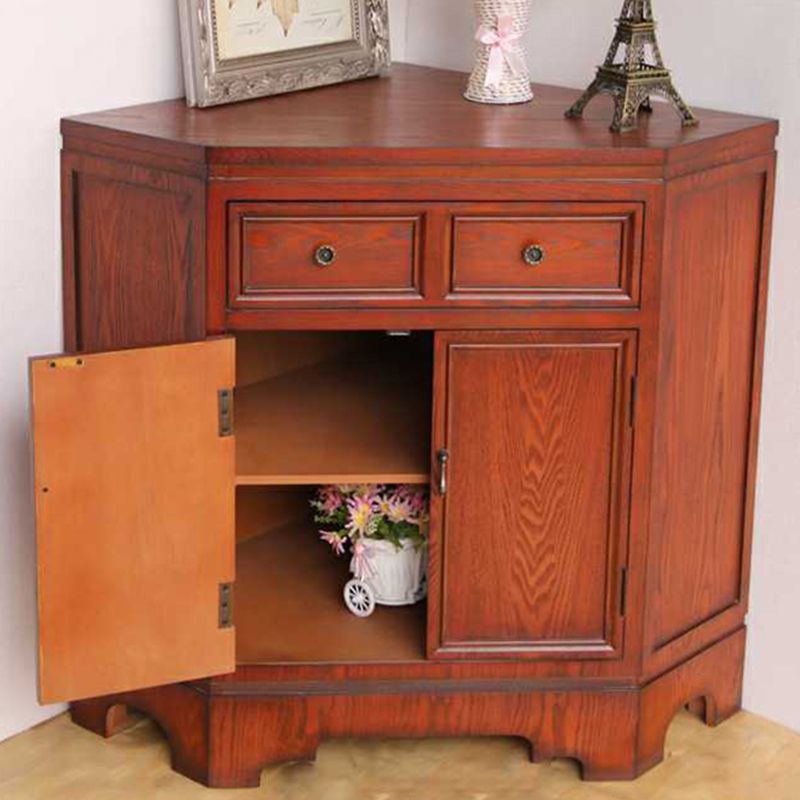 34.65"Tall Corner Cabinet, Contemporary Wooden Accent Cabinet
