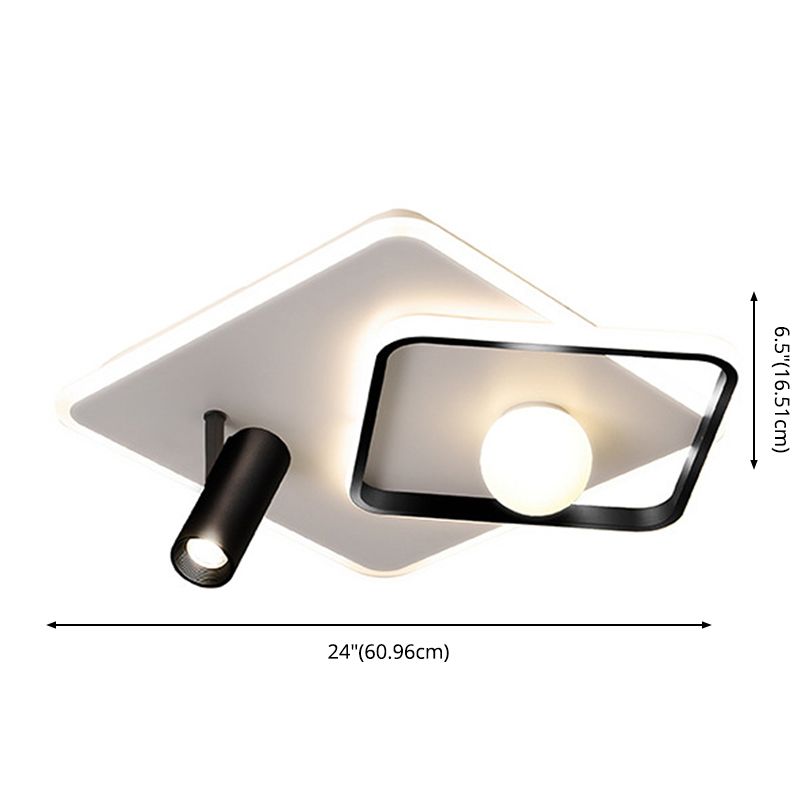 Modern Style Metal Ceiling Mounted Fixture Bedroom Flush Light with 1 Spotlight