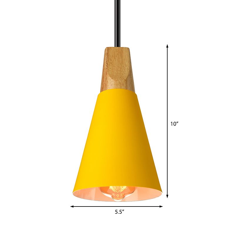 5,5 "/8,5"/10 "w 1 lampadina a sospensione con sfumatura conica in metallo contemporaneo cucina impiccato in grigio/argento/giallo
