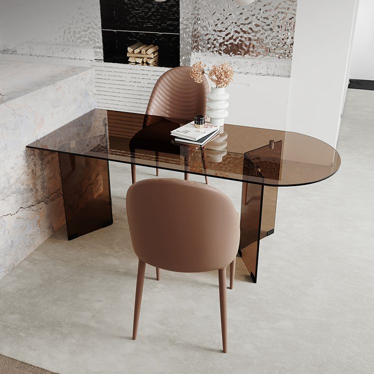 Glass Contemporary Free Form Dining Table Glass Table for Dining Room and Kitchen