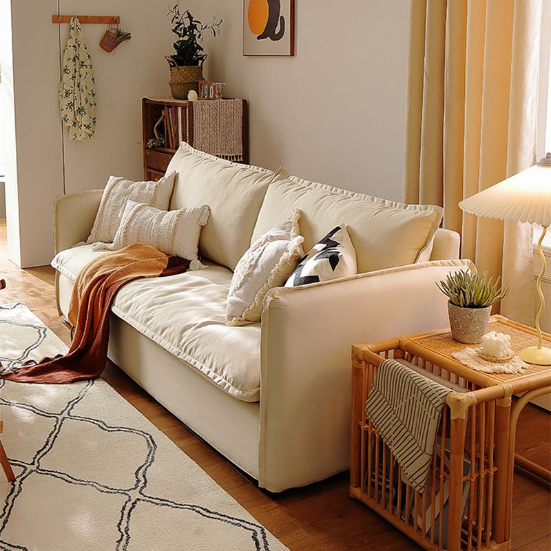 Loose Back Linen Square Arm Sofa with Slipcovered for Apartment and Living Room
