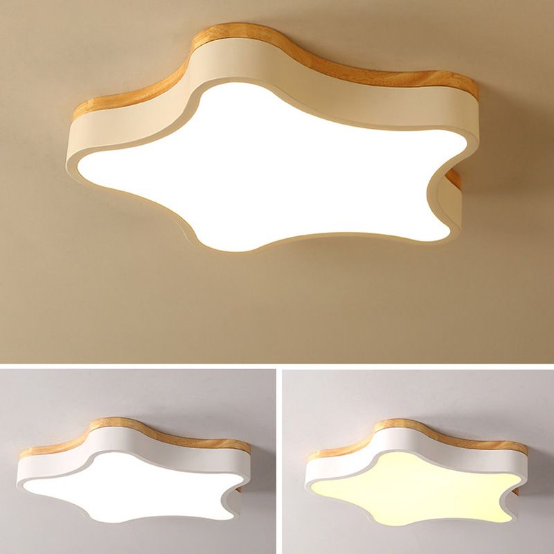 Lampe LED étoile à cinq branches, plafonnier encastré avec abat-jour en acrylique blanc pour chambre à coucher