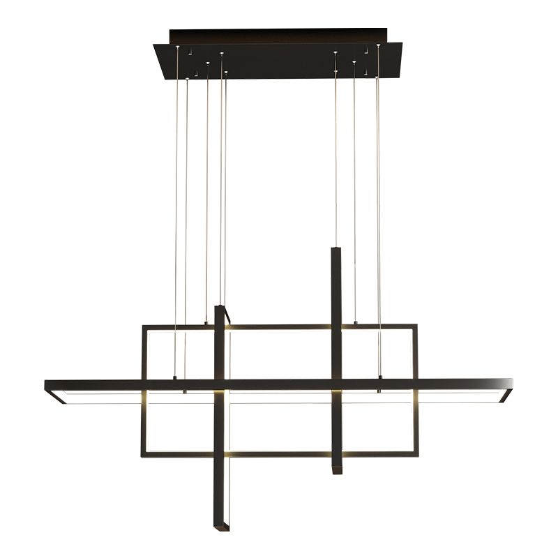 Rectangle Island Lighting Modernism Metal Pendant Light Fixture for Dining Room