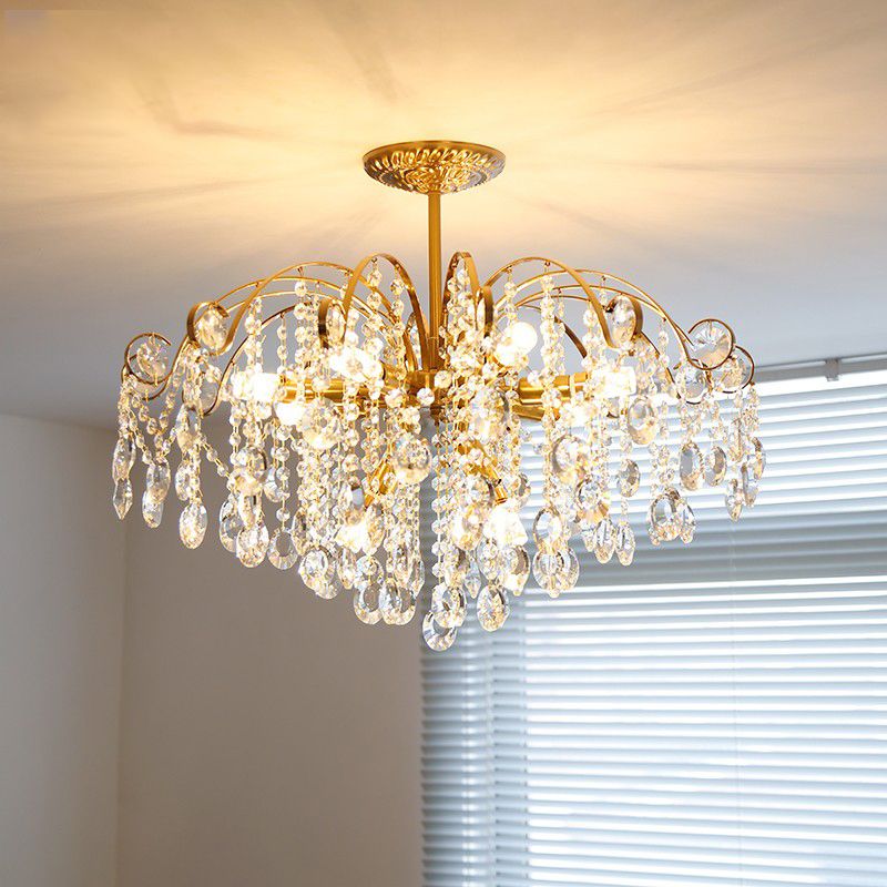 American Style Branch Chandelier Crystal 6 Lights Hanging Light for Bedroom