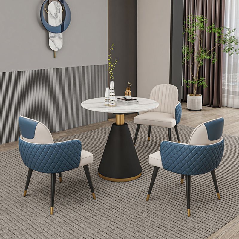Glam 1/2/3/4/5 Pieces Dinette Set with White Sintered Stone Top Round Dining Table Set