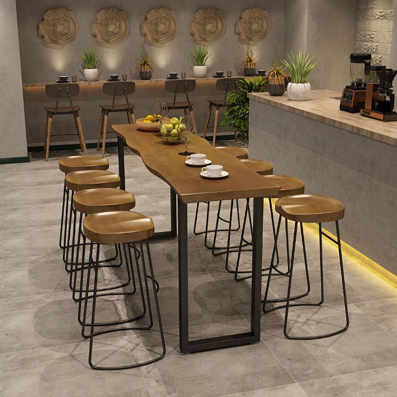 1/9 Pieces Modern Rectangular Bistro Table Set Wooden Counter Table with Backless Stools