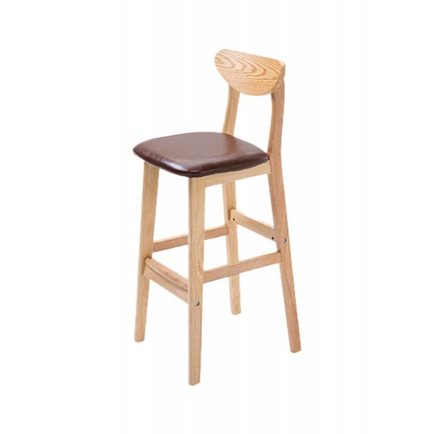 Scandinavian Oak Wood Home Stool Matte Finish Upholstered Bar Stools