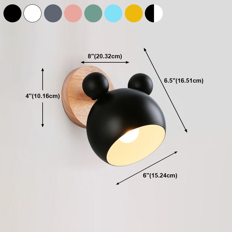 Nordic Metall Wall Light 6 "breite Makkaronwandleuchten mit Holz für Wohnzimmer