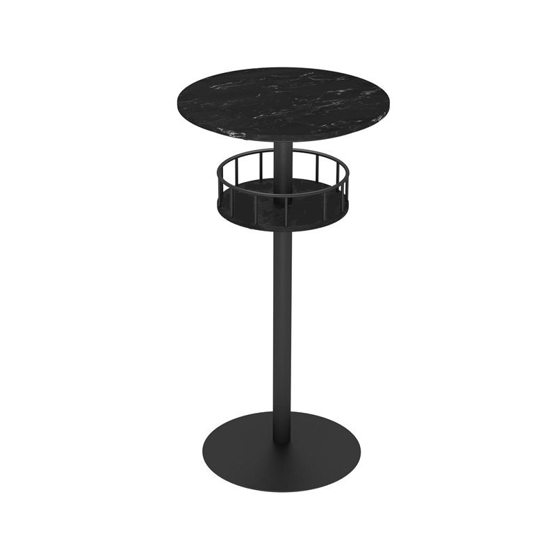 1/3 Pieces Glam Iron Bar Table Set Storage Bistro Set with Faux Marble Top