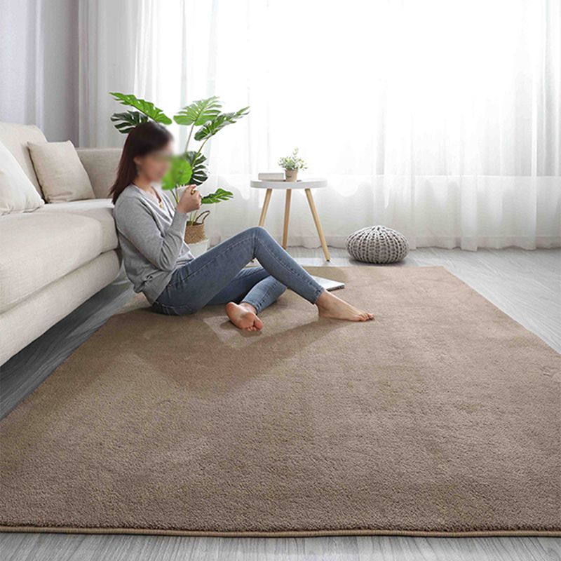 Tapis de couleur unie brun Rapier en polyester tapis de support de tapis sans glissement pour le salon