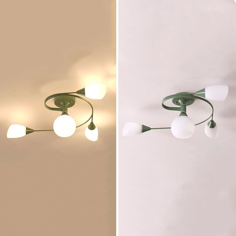 Lámparas de techo coloridas de hierro Luz de montaje de altura de dormitorio simple