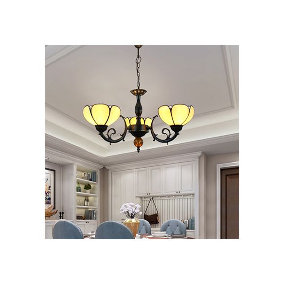 Ciotola beige pendente sospeso in vetro vintage colorato 3 luci lampada appesa decorativa per sala da pranzo