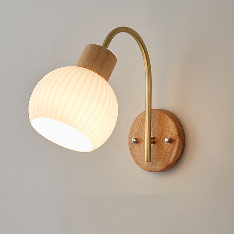 Modern Style Wall Light Wood 1 Light Sconces in White for Bedroom