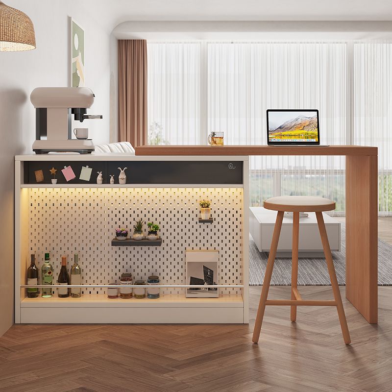 Modern Rectangle Wood Counter Table 2 Pieces Bar Table Set for Living Room