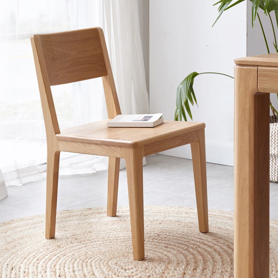 Nordic Armless Backrest Wood Chair with Wooden Legs for Dining Room