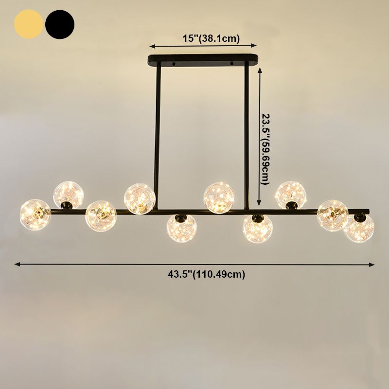 Zeitgenössischer Anhänger Lichter Globe Metal Island Kronleuchter mit Glasschatten