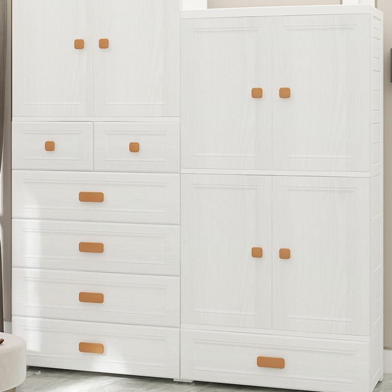 White Plastic Wardrobe Armoire with Legs Contemporary Wardrobe Closet