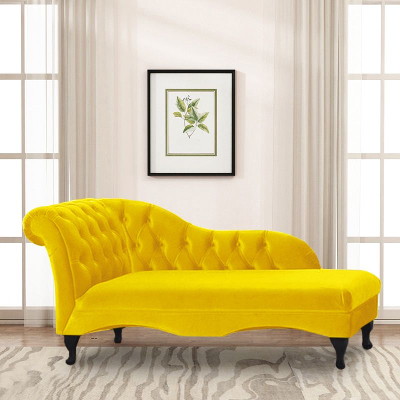 Cushioned Glam Chaise Lounge with Rolled Arms for Bedroom and Living Room