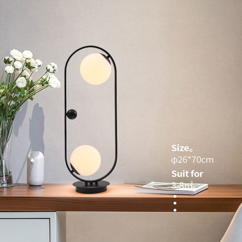 Orb-Shade Nightstand Light Minimalist Opal Frosted Glass Bedroom Table Lamp