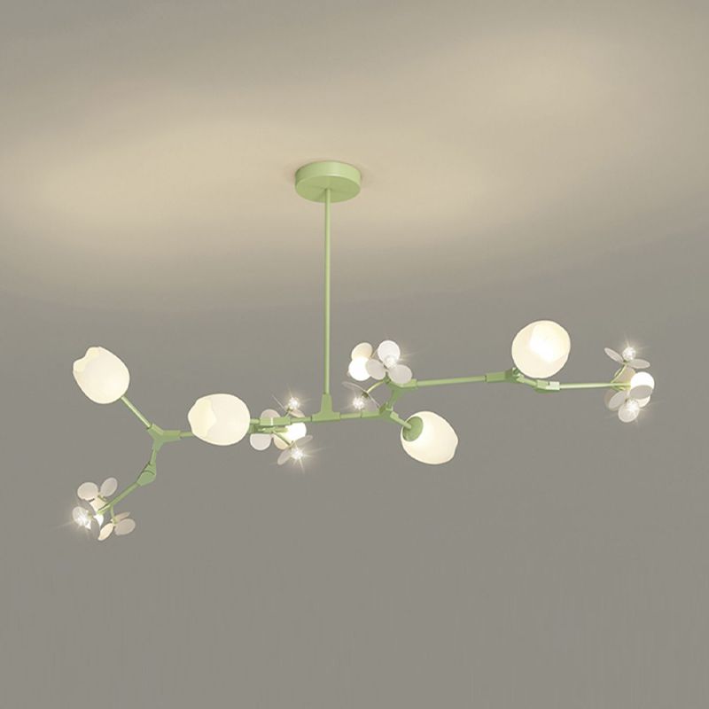 Modern Metal Ceiling Light Flower Shape Island Light with Crystal Shade for Living Room