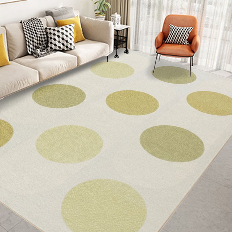 Beige Polka Dot Pattern Rug Chenille Modern Rug Pet Friendly Washable Non-Slip Area Rug for Living Room