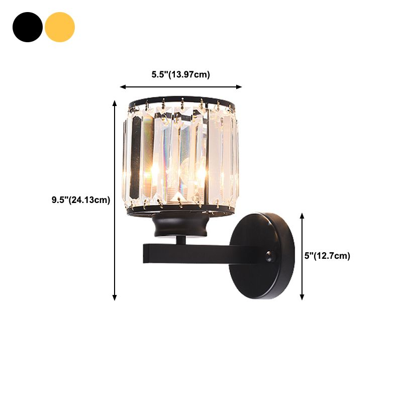 Crystal Half Cylinder Shape Wall Light Modern 1 Light Wall Light Sconce
