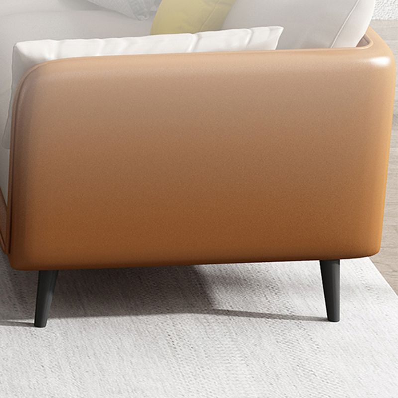 Faux Leather Sofa with Pillows Back and Pillow Top Arm for Living Room