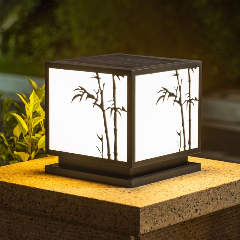 Contemporary Metallic Pillar Light Creative LED Solar Lighting Fixture for Garden