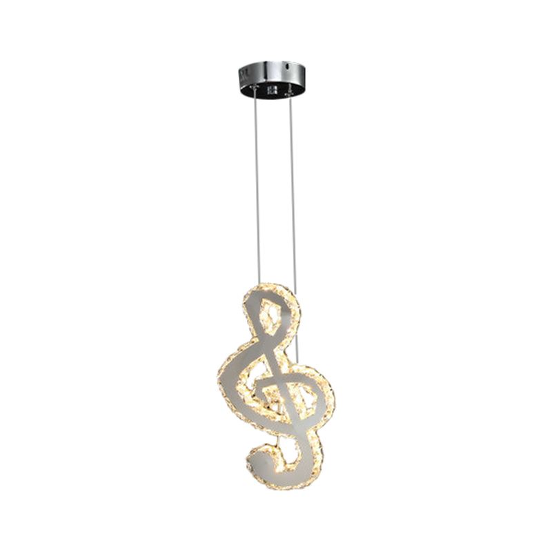 LED musical nota colgante kit de luz contemporánea de acero inoxidable bloques de cristal de corte transparente mini lámpara colgante