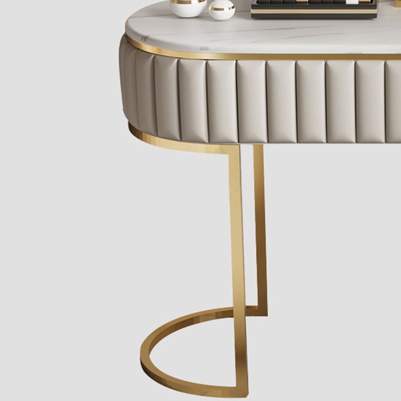 Bedroom Glam Metallic Cream Standing Vanity Dressing Table Set