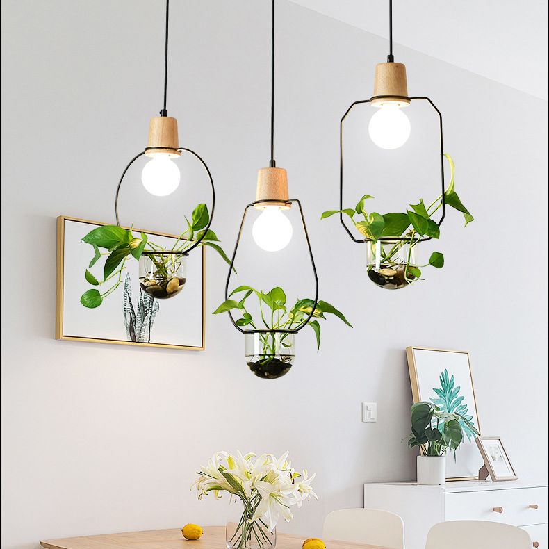 Metal Hanging Pendant Light Industrial Style Geometric Dinning Room Pendant Light Fixture