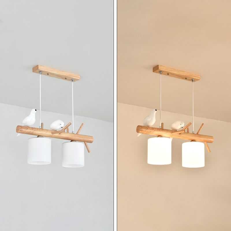 Modern Lighting Chandelier Cylinder Island Pendant Lights Wood Island Lights in White