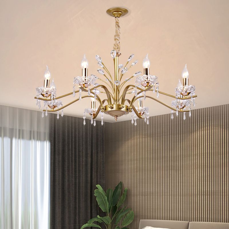 Traditional Unique Chandelier Lights Crystal Pendant Light Fixtures in Gold