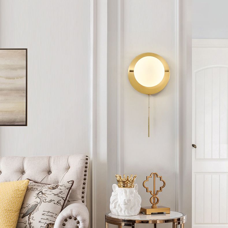 Simplicidad de latón apliques de pared de la noche con diseño de interruptor de mano de la lámpara de pared de 1 luces para el pasillo