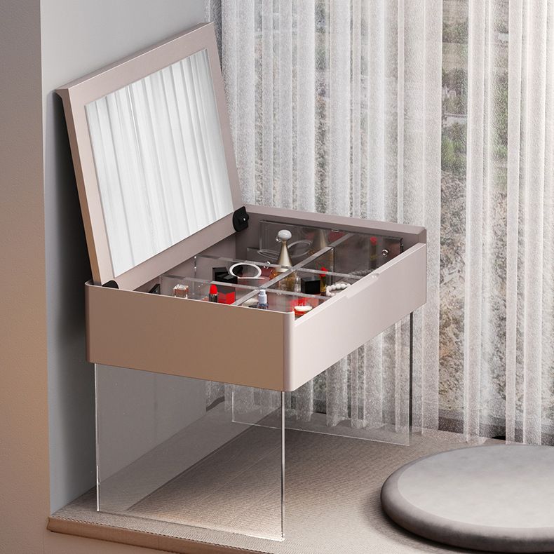 Scandinavian 15.74 " Wide Solid Color Wooden Top Acrylic Base Mirror Make-up Vanity