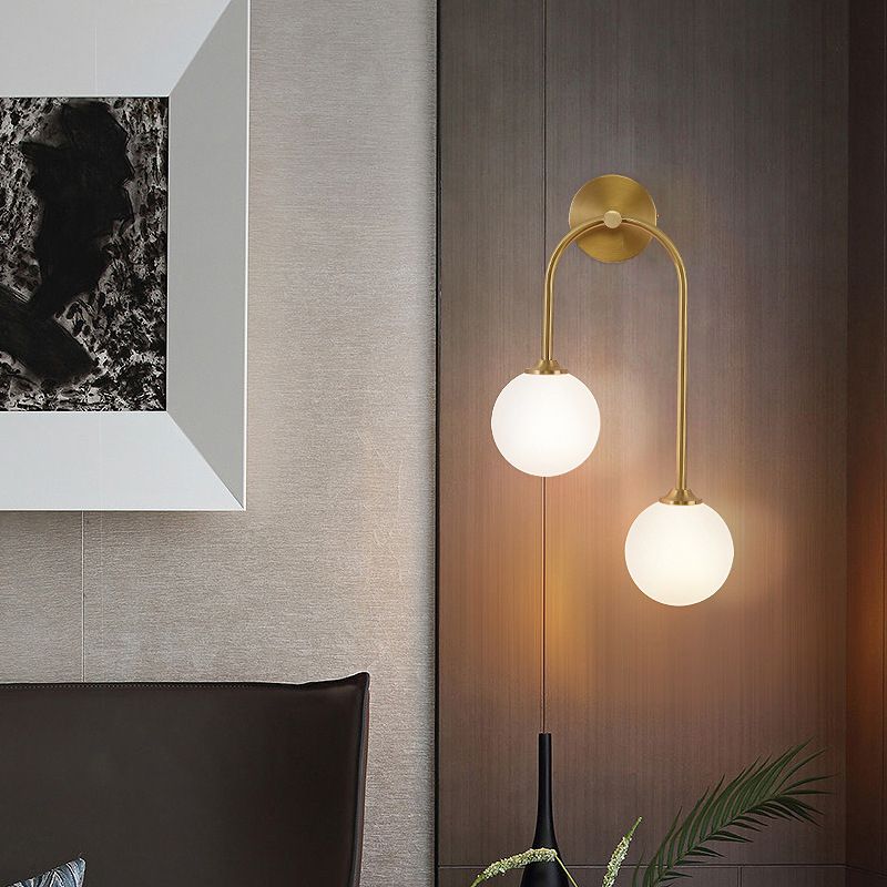 Golden Vanity Lighting Simple Glass Wall Light Sconce for Bathroom