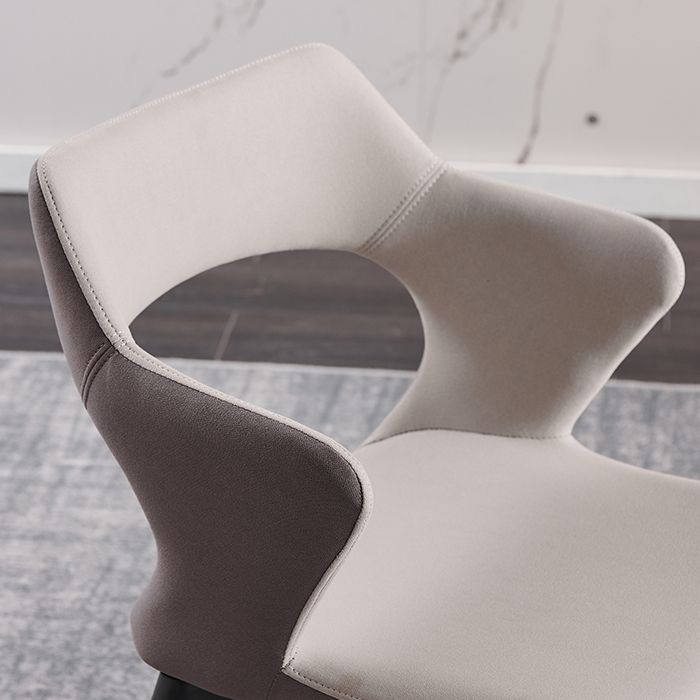 Fauteuil contemporain en simili cuir, finition mate, chaise de salle à manger à dossier ouvert