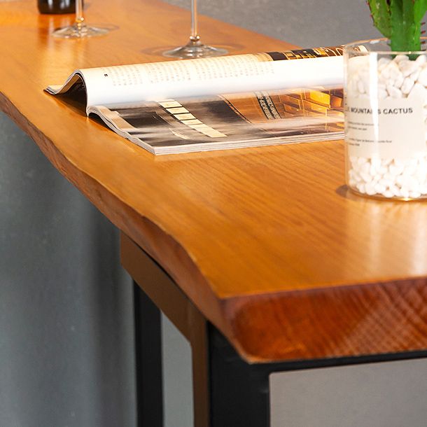 Industrial Rectangle Solid Wood Bar Table Set 1/4 Pieces Counter Table with High Stools
