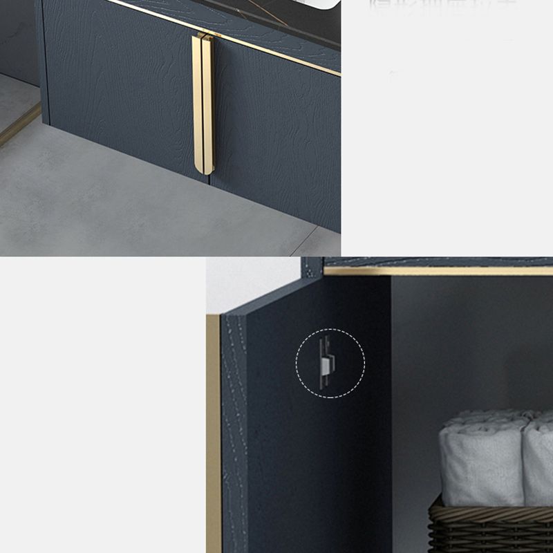 Rectangular Contemporary Bathroom Vanity Set Stainless Steel Sink Cabinet