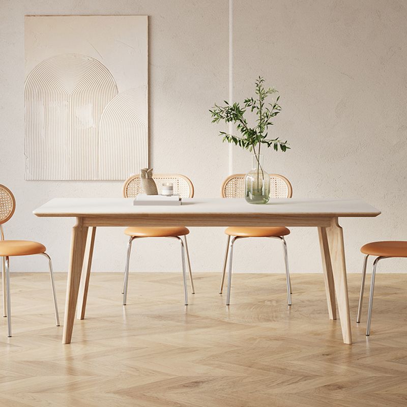 Contemporary Rectangular Dining Table with Light Brown Solid Wood Legs