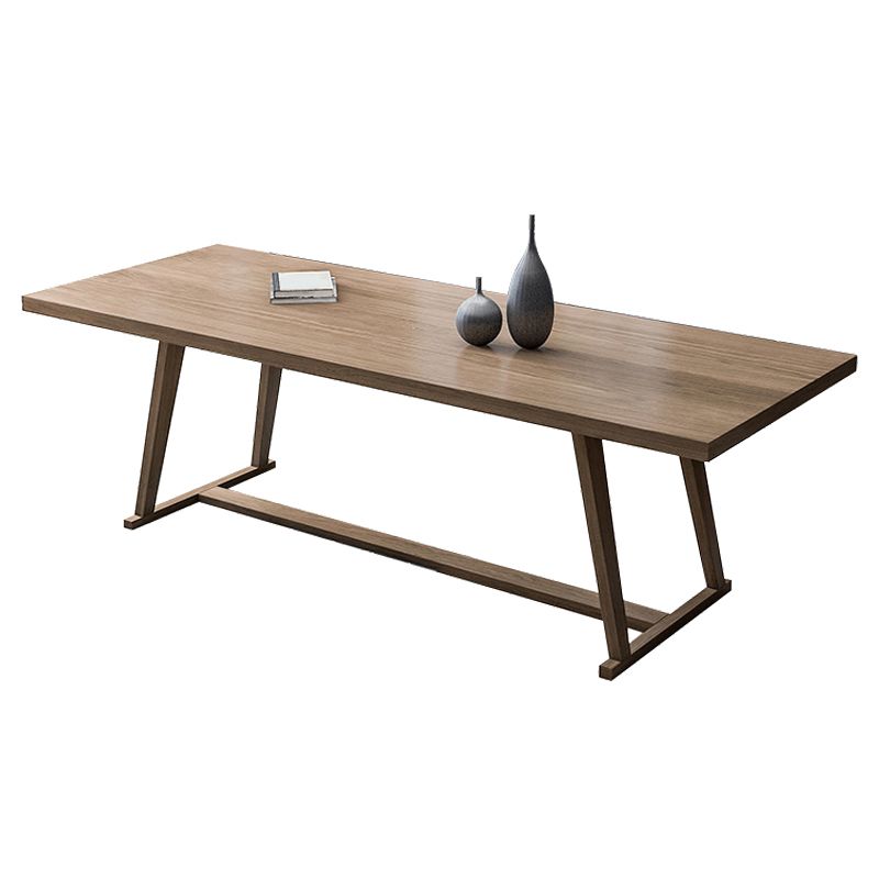 Solid Wood Industrial Rectangular Dining Table Solid Wood Top Table with Trestle