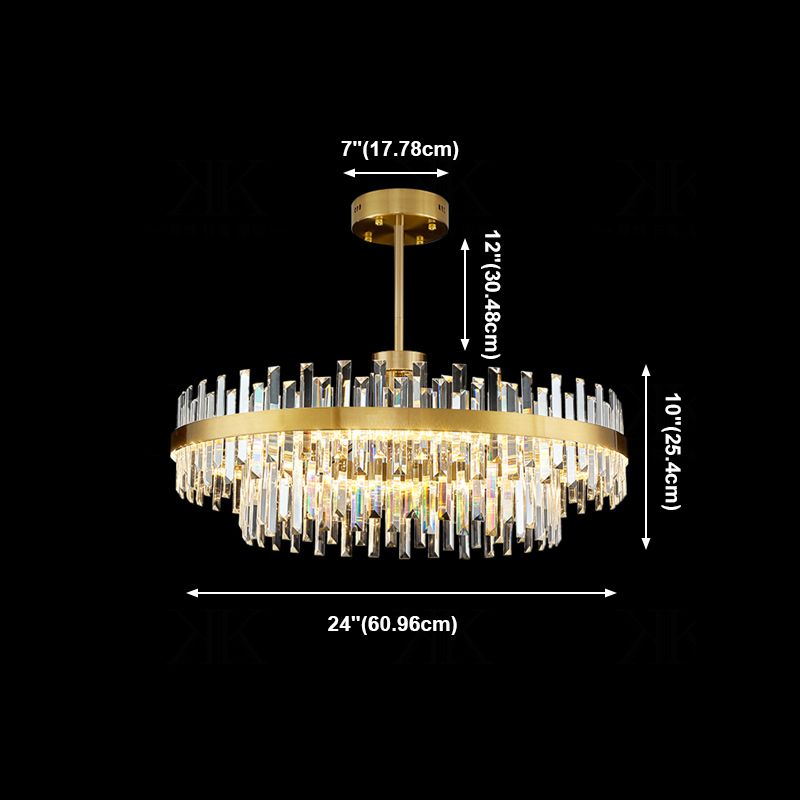 Modern Simple LED Chandelier Crystal Circular Pendant Light for Dining Room