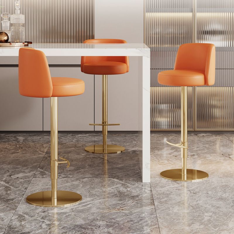 Glam Style Liftable Bar Stool PU Leather Counter Bar Stool with Metal Legs for Home