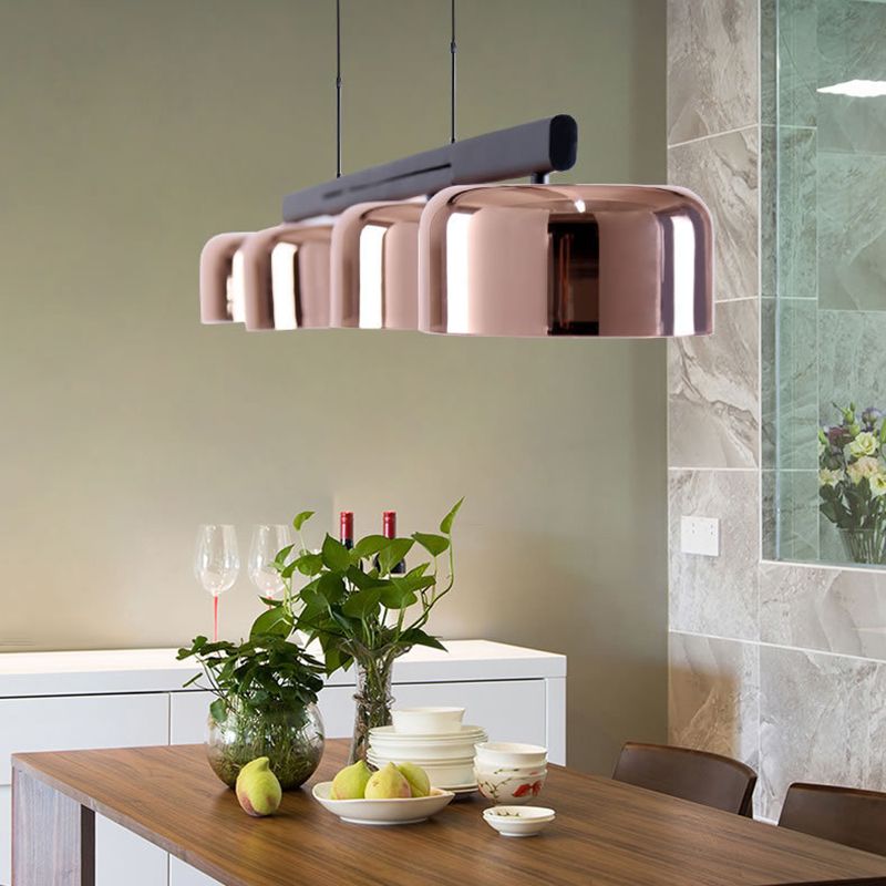Linear Shape Pendant Light Modern Style Metal 4 Lights Island Lamps in Gold