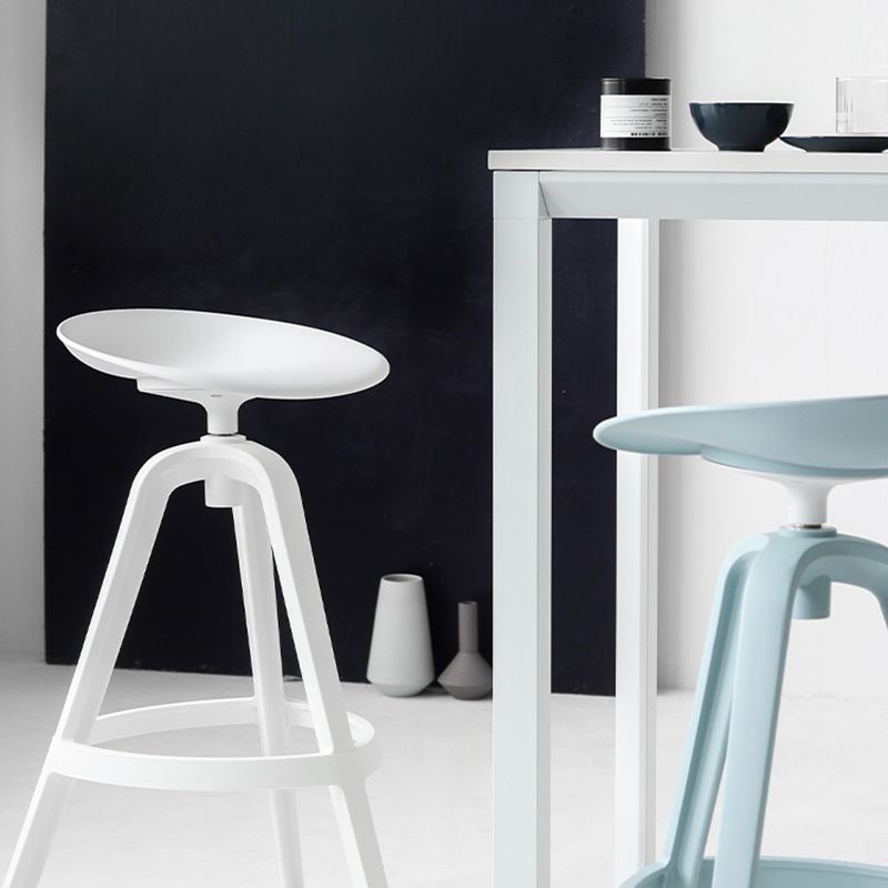 Modern Indoor Bar & Counter Stool Low Back Plastic Footrest Dining Stool