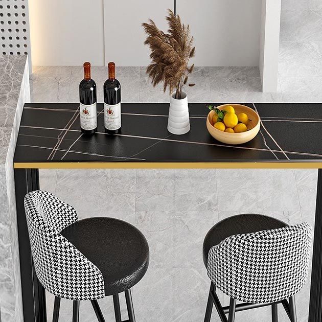 Contemporary Free Form Bar Table Set 1/3 Pcs Metal Frame Bar Table and Stools