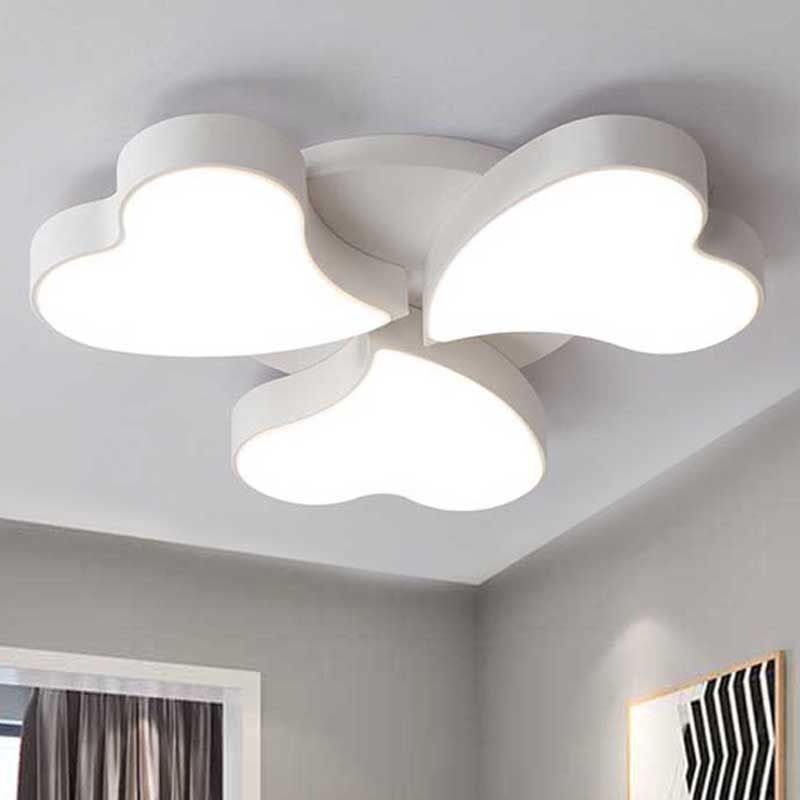 Plafonnier en forme de cœur en acrylique, plafonnier LED Art déco en blanc pour chambre à coucher