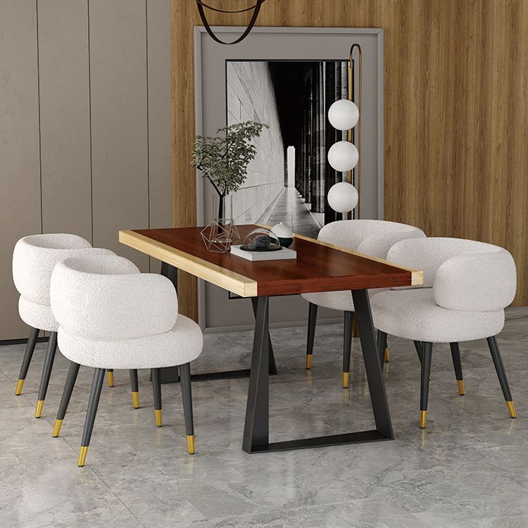 Modern Style Dining Table Solid Wood Rectangle Table with Black Base