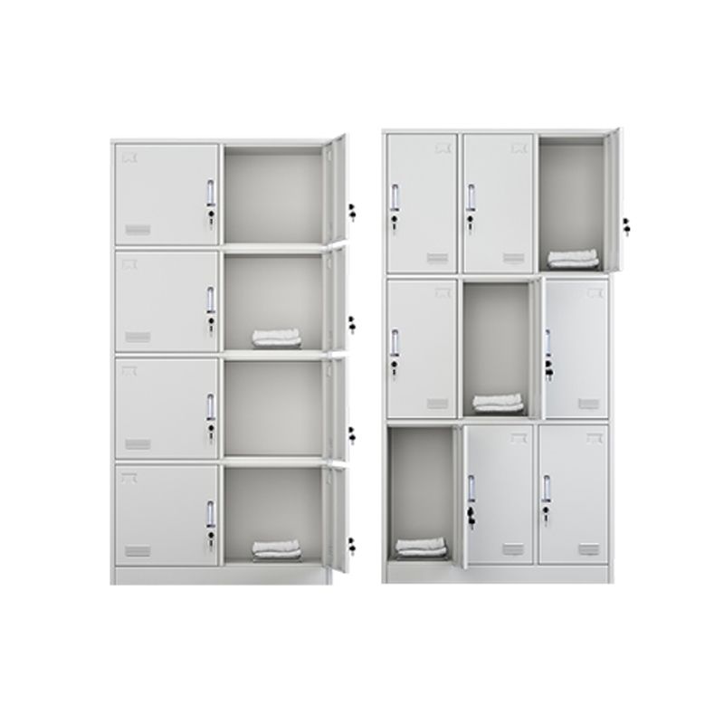 Grey Steel Wardrobe Armoire Contemporary Hinged Wardrobe Cabinet