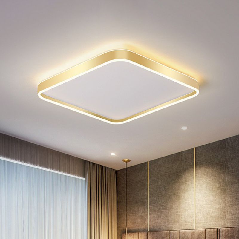 Geometric Shaped Metallic Flush Mount Lighting Minimalist Gold LED Flush Mount Fixture